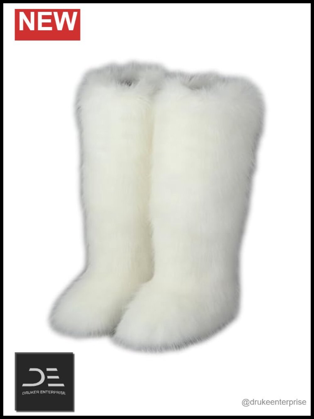 Faux Fur Knee High Snow Boots Round Toe Slip-On Winter Flat